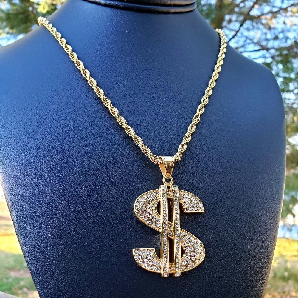 Stainless steel gold plated Money sign Necklace